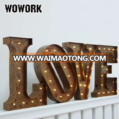 WOWORK rustic vintage lighted up home decor marquee sign letter alphabet for merry Christmas