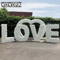 WOWORK customized celebration 3D metal frame white MR&MRS flowers festoon letters