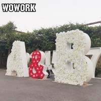 WOWORK 3D Large flowers decorated wedding arch of iron Heart shape arch for wedding events backdrop