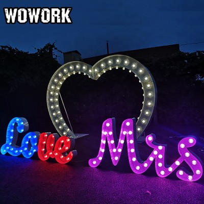 WOWORK heart frame led heart shaped led lights for wedding stage decoration party props