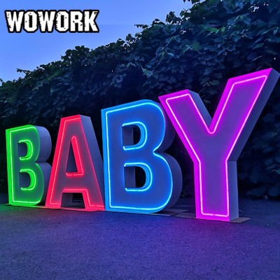 WOWORK Event rental props metal marquee big capital alphabet lights for led wedding party celebration