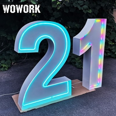 WOWORK factory custom RGBW Neon letters of Large Marquee neon LOVE letter lighting for wedding props