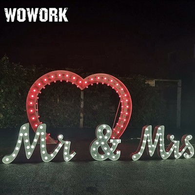 WOWORK 2.4m metal wedding arch party led light for fall wedding stage backdrop