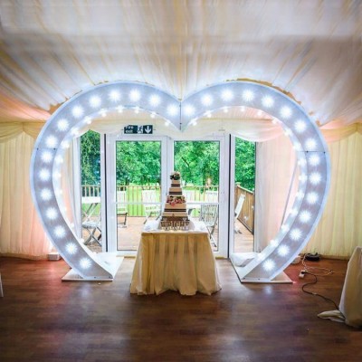 WOWORK white heart arch prop for wedding stage emitting decoration marquee sign for sale