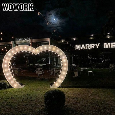 WOWORK Metal frame light up sign heart arch distressed sign outdoor waterproof for wedding decoration