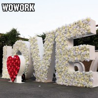 WOWORK Custom decoration white LOVE rose floral letter backdrop big alphabet for wedding party decoration rental