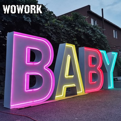 WOWORK factory custom big marquee light with RGBW Neon baby LOVE letter lighting for wedding props