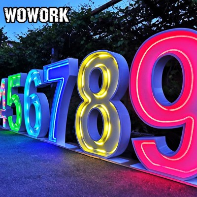 WOWORK factory custom Marquee Metal RGB neon letter light of App Remote events lighting for wedding decor