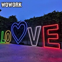 2020 WOWORK new arrivals custom send beach outside 3D metal geometric wire frame numbers with neon letter for birthday party